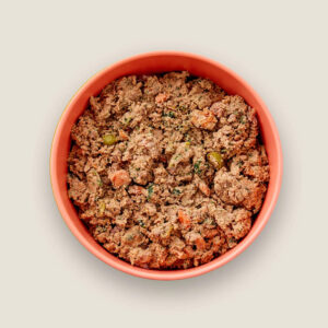 A bowl of fresh dog food